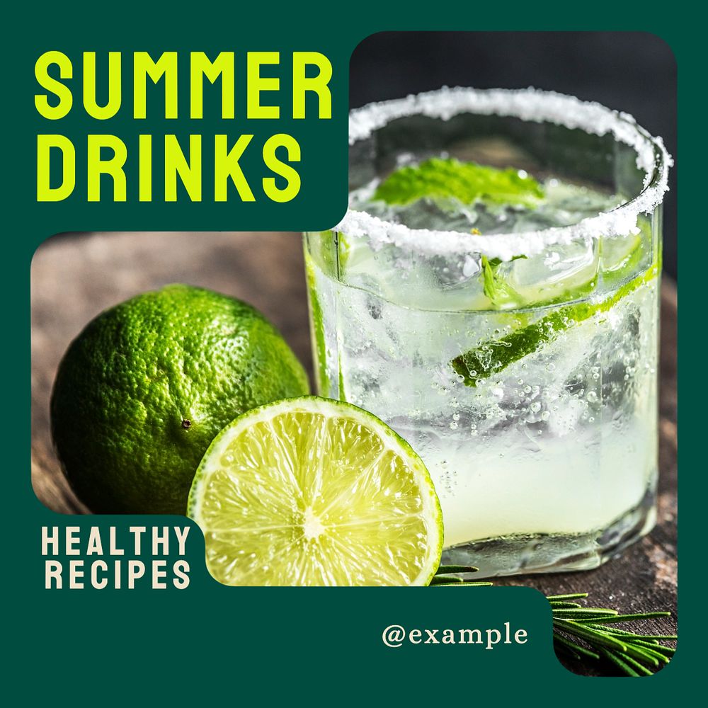 Summer drinks Instagram post template, editable text