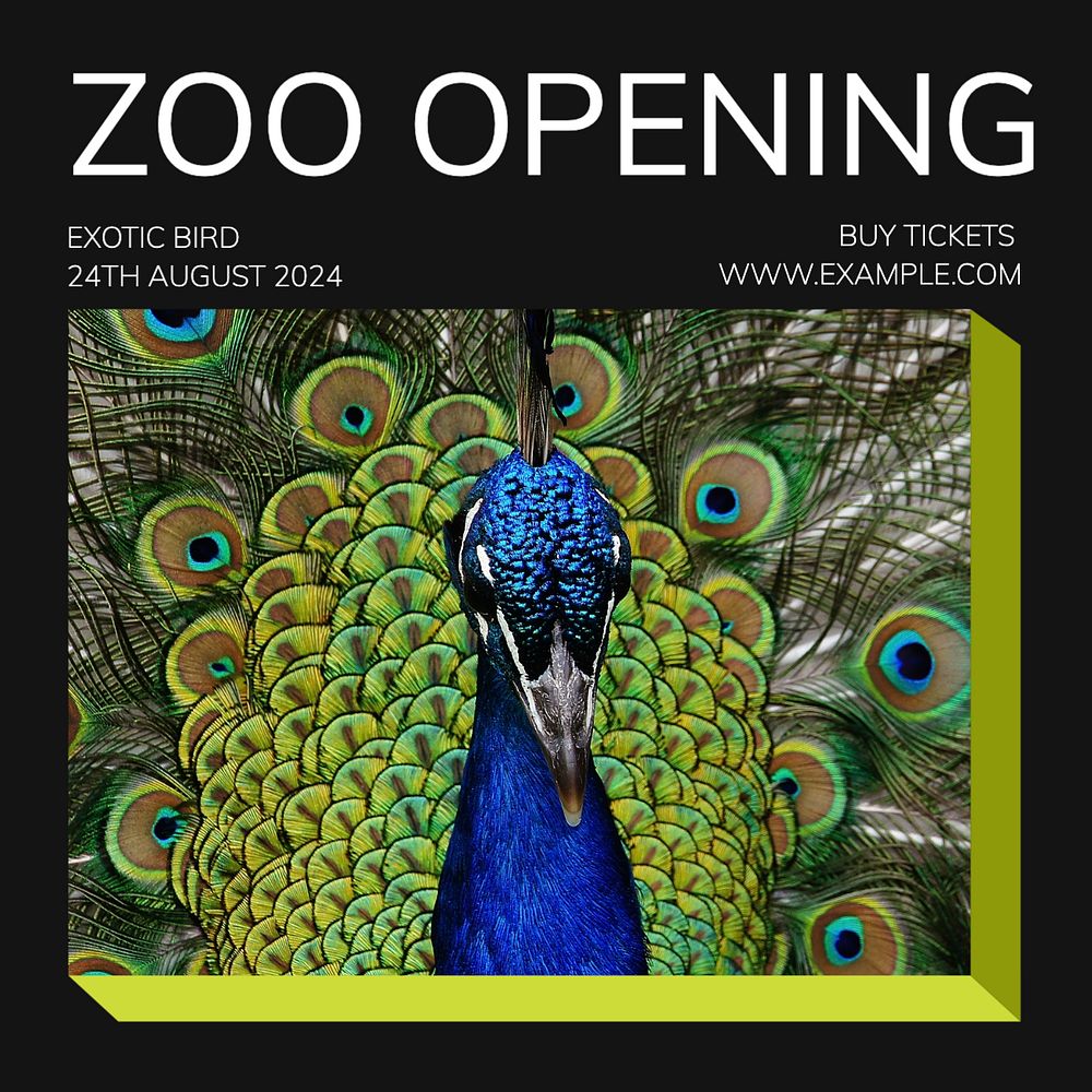 Zoo opening Instagram post template, editable text