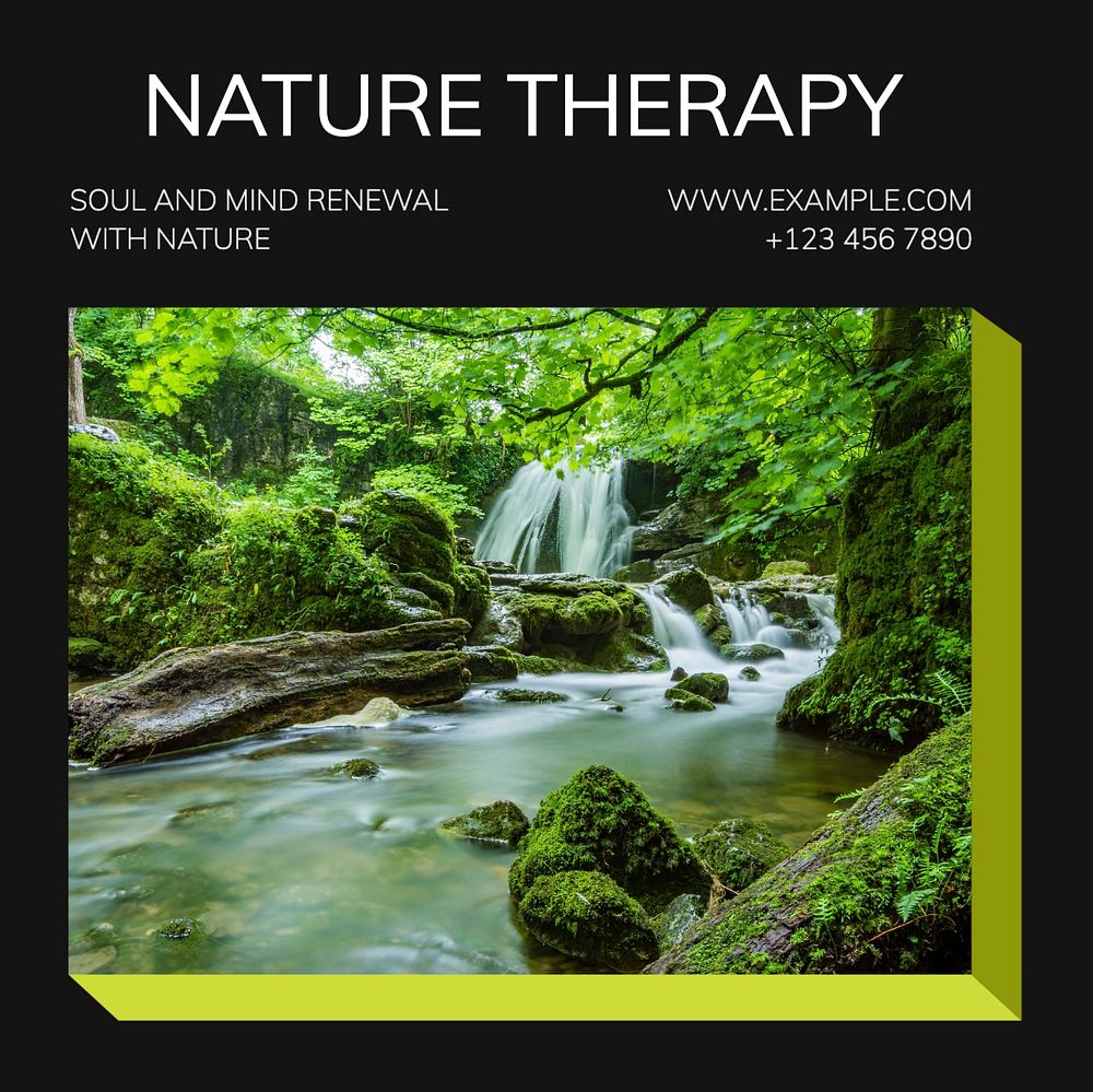 Nature therapy Instagram post template, editable text