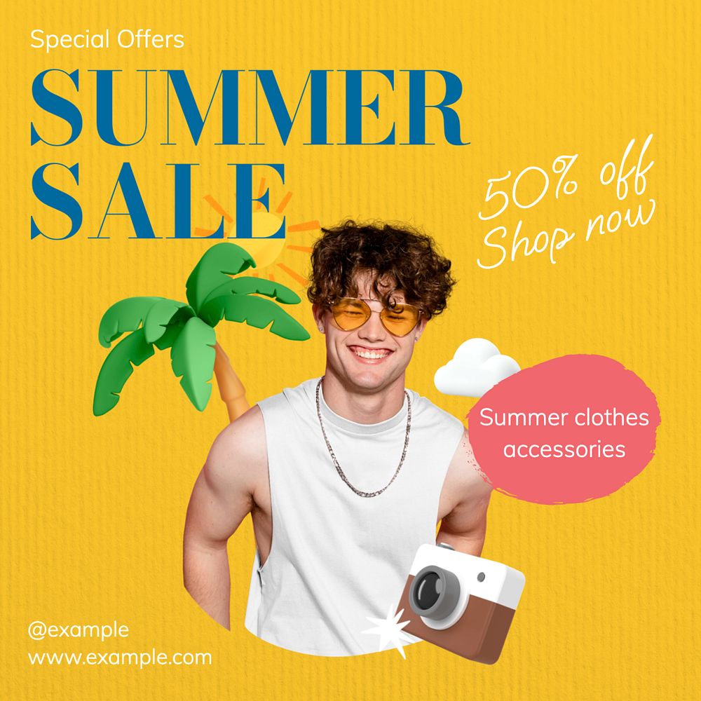 Summer sale Instagram post template, editable text