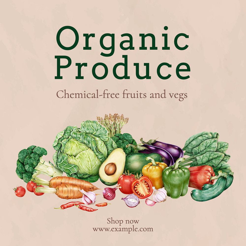 Organic produce Instagram post template, editable text