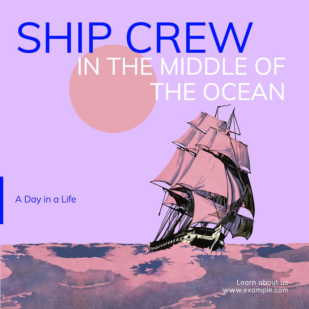 Ship crew Instagram post template, editable text