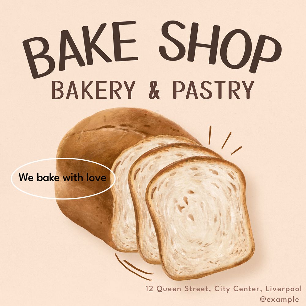 Bakery & pastry Instagram post template, editable text