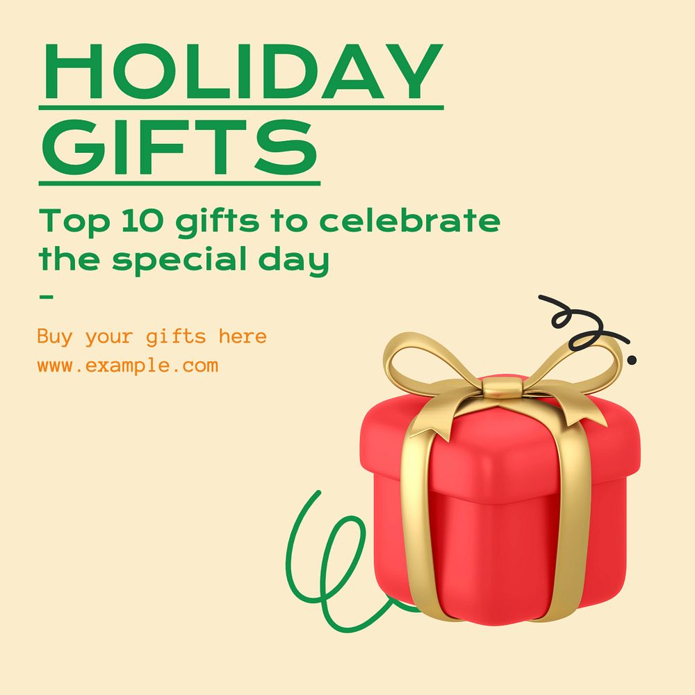 Holiday gifts Instagram post template, editable text