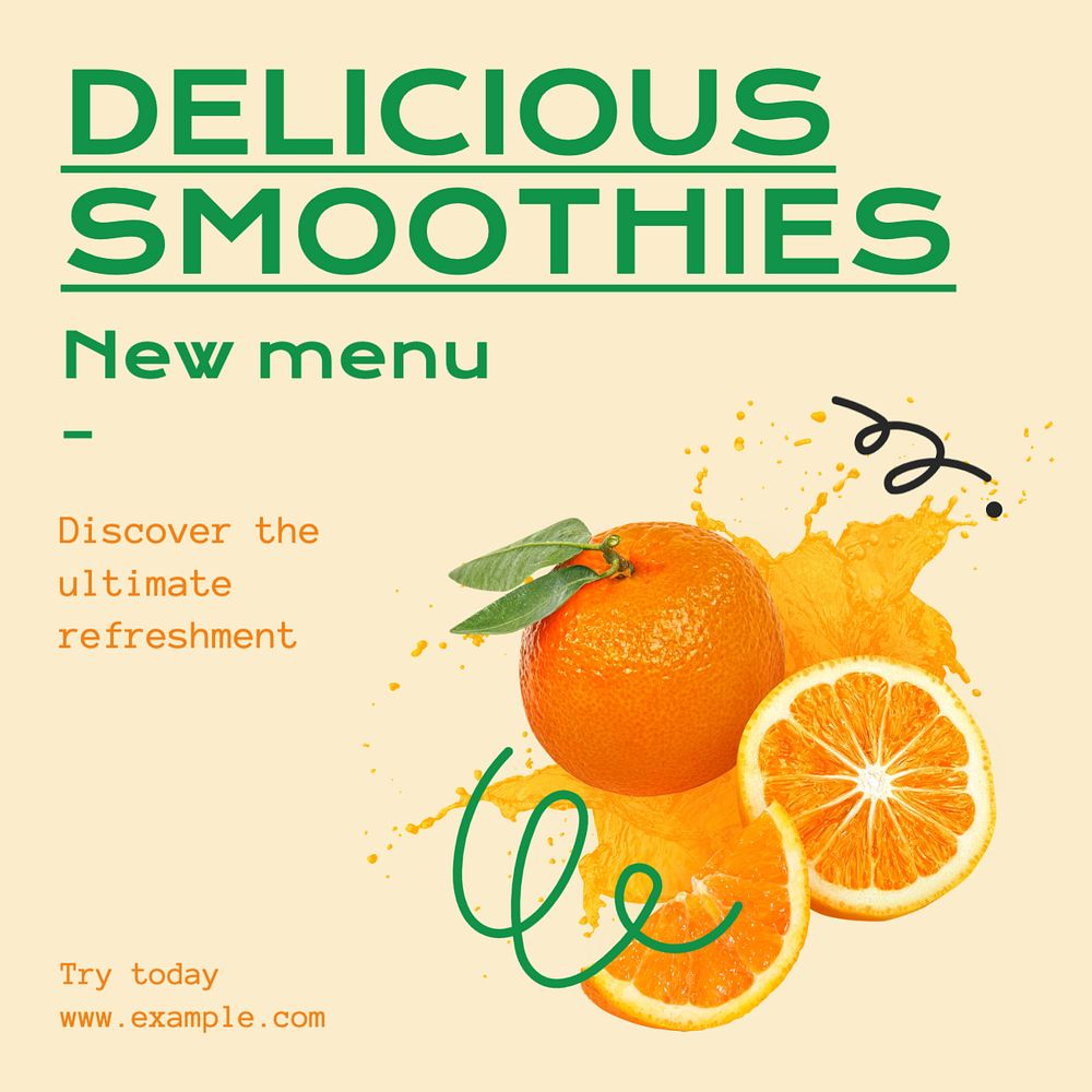 Delicious smoothies Instagram post template, editable text