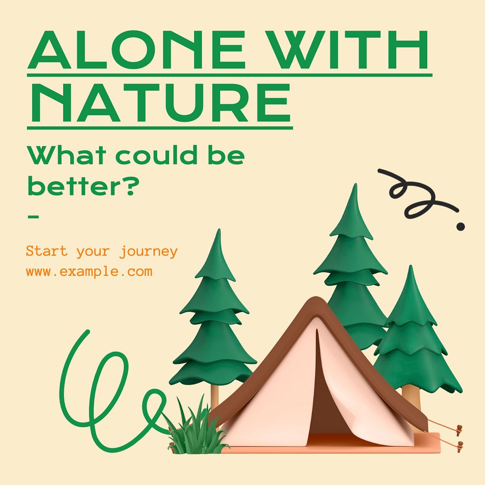 Alone with nature Instagram post template, editable text