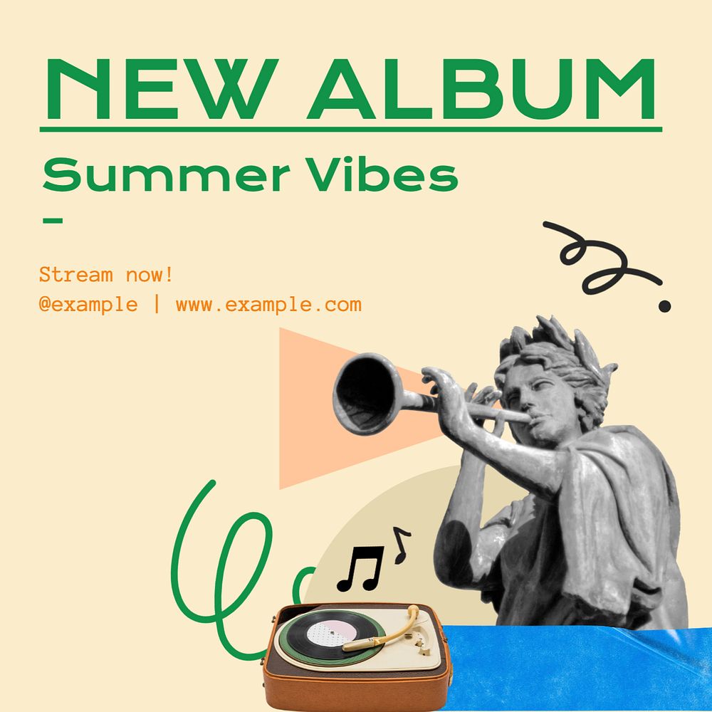 New album Instagram post template, editable text