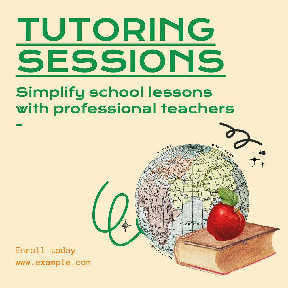 Tutoring sessions Instagram post template