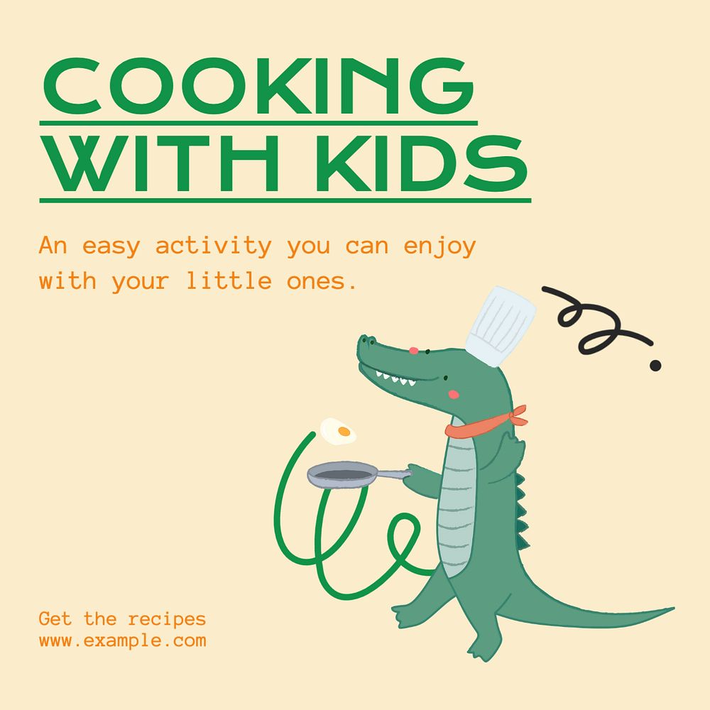 Cooking with kids Instagram post template, editable text