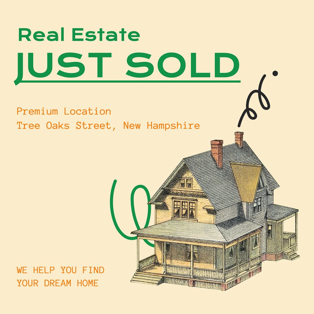 Real estate Instagram post template, editable text