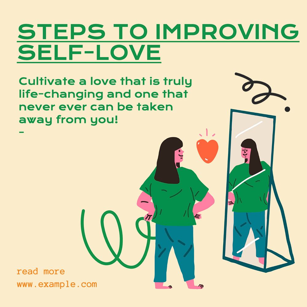 Achieving self-love Instagram post template, editable text