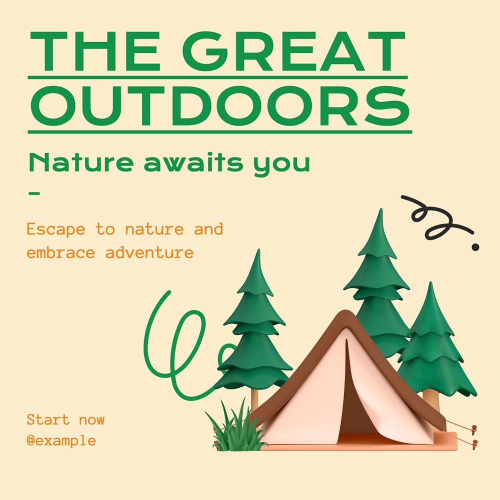 The great outdoors Instagram post template, editable text