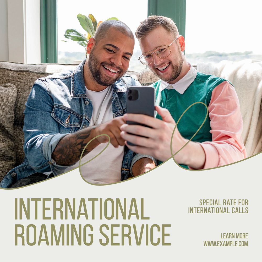 International roaming service Instagram post template, editable text