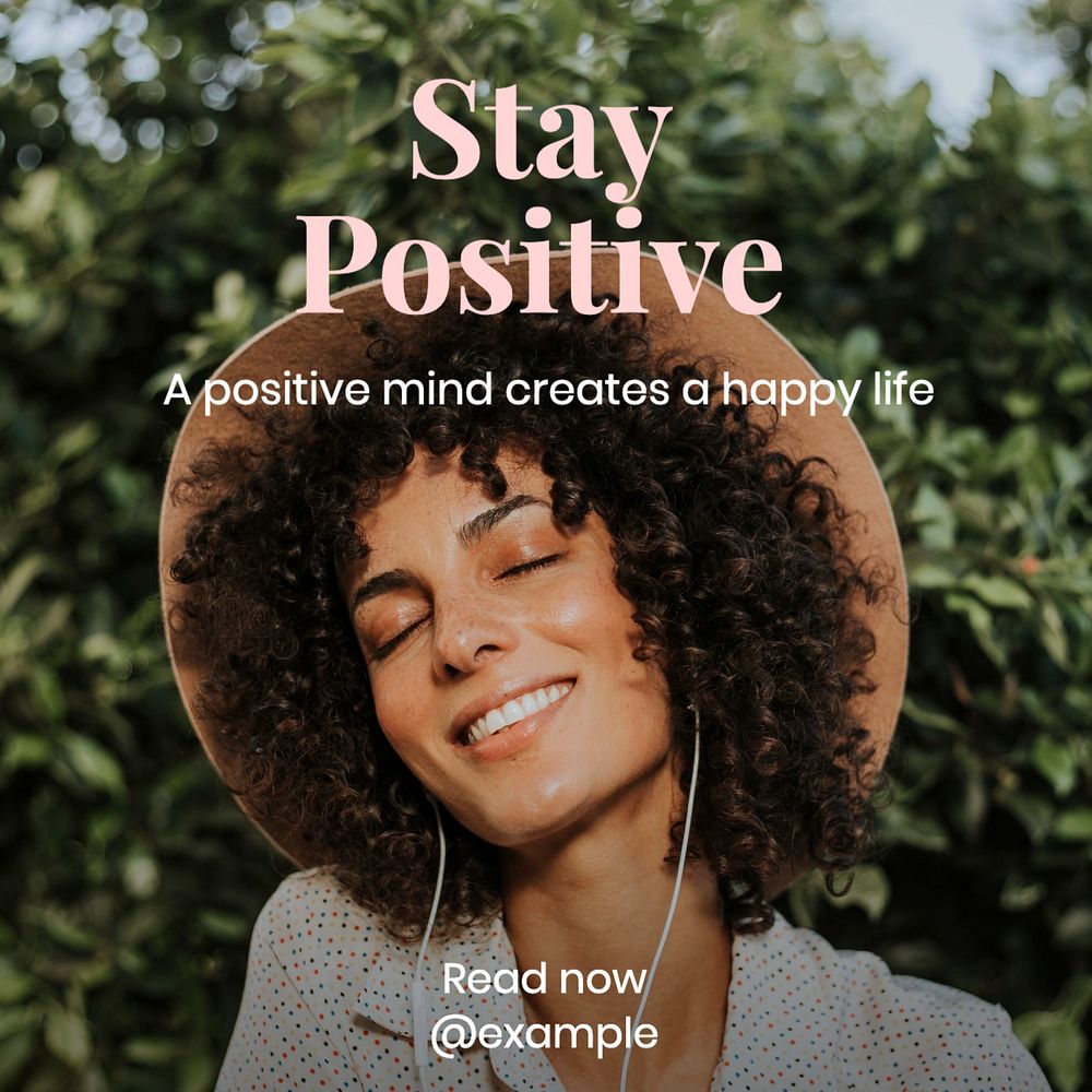 Stay positive Instagram post template, editable text