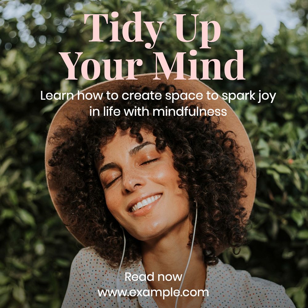 Mindfulness Instagram post template, editable text