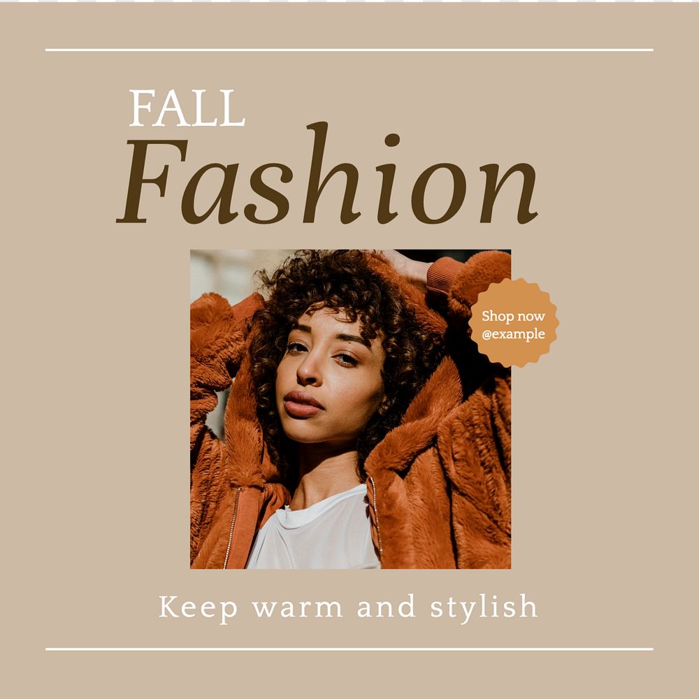 Fall fashion Instagram post template, editable text