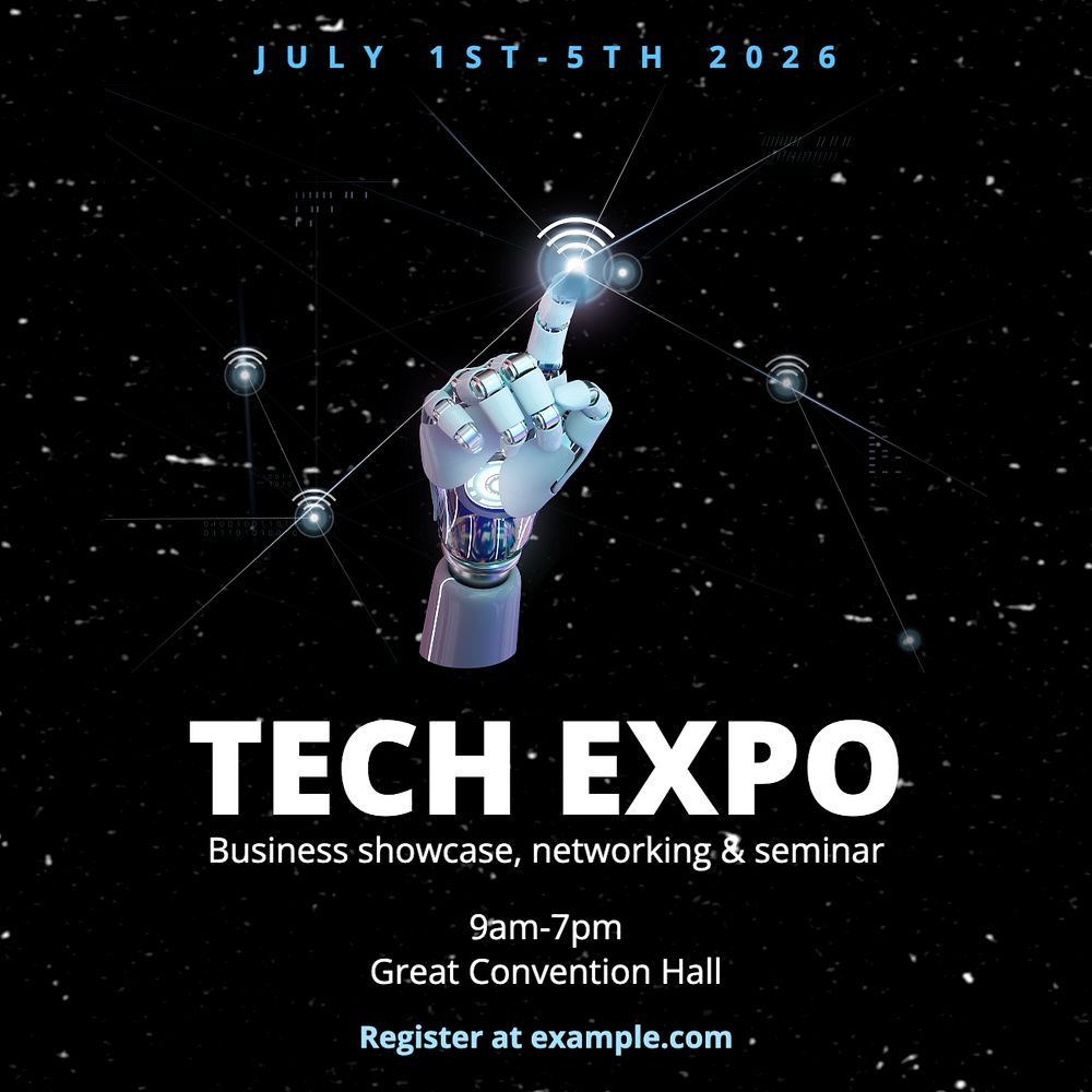 Tech expo Instagram post template, editable text