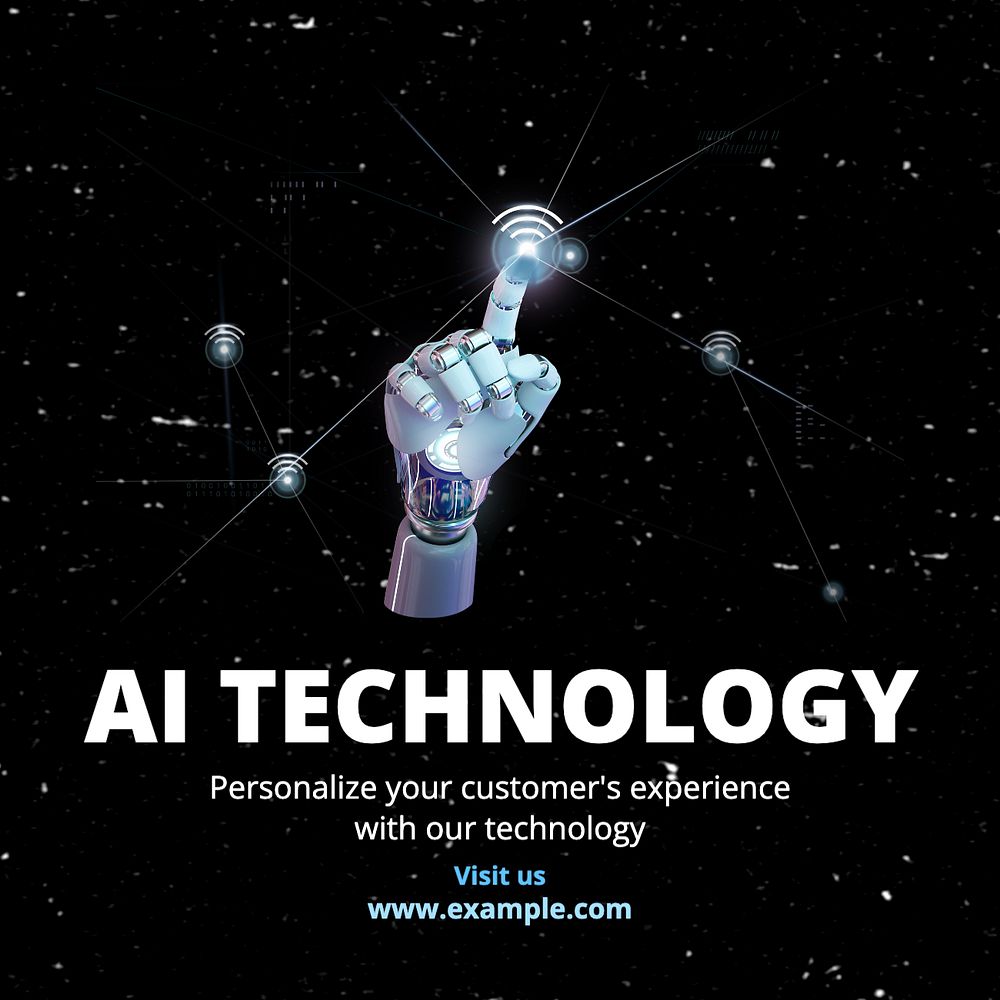 AI tech Instagram post template, editable text