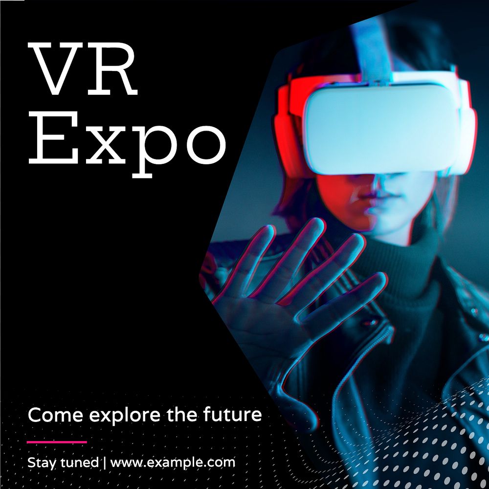 VR expo Instagram post template, editable text