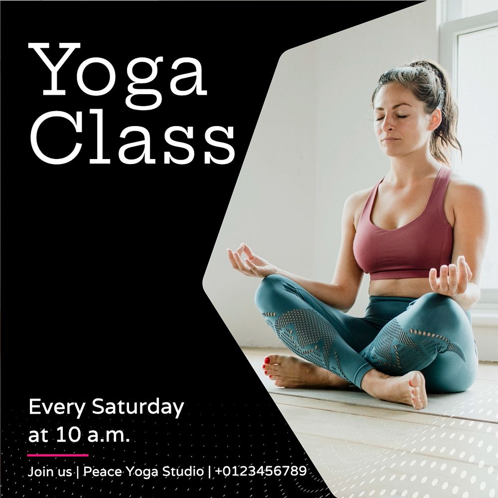 Yoga class Instagram post template, editable text