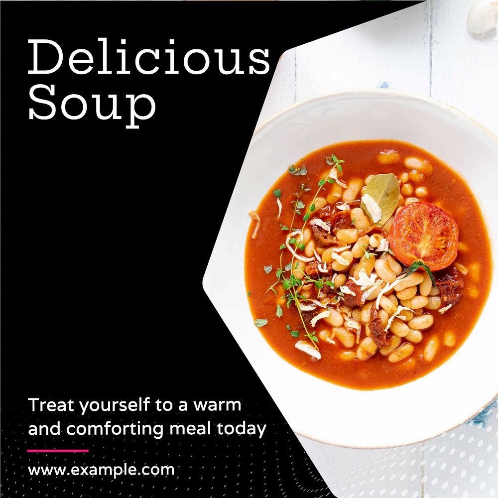 Delicious soup Instagram post template, editable text