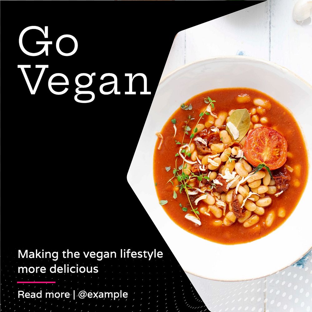 Go vegan Instagram post template, editable text
