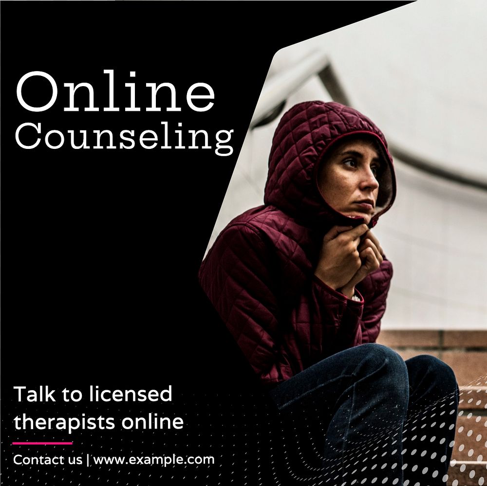 Online counseling Instagram post template, editable text