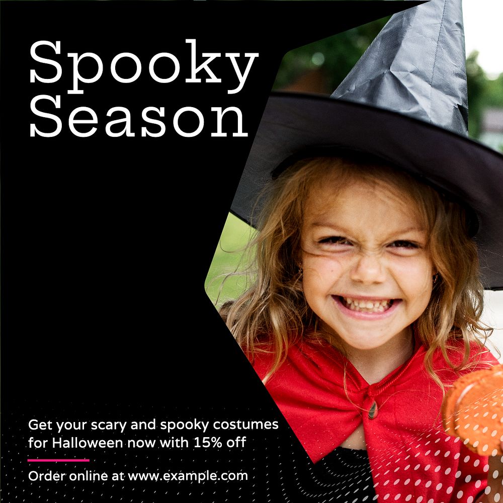 Halloween costume sale Instagram post template, editable text