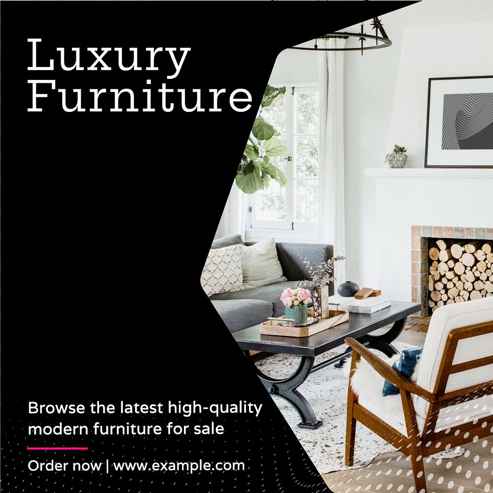 Luxury furniture Instagram post template, editable text