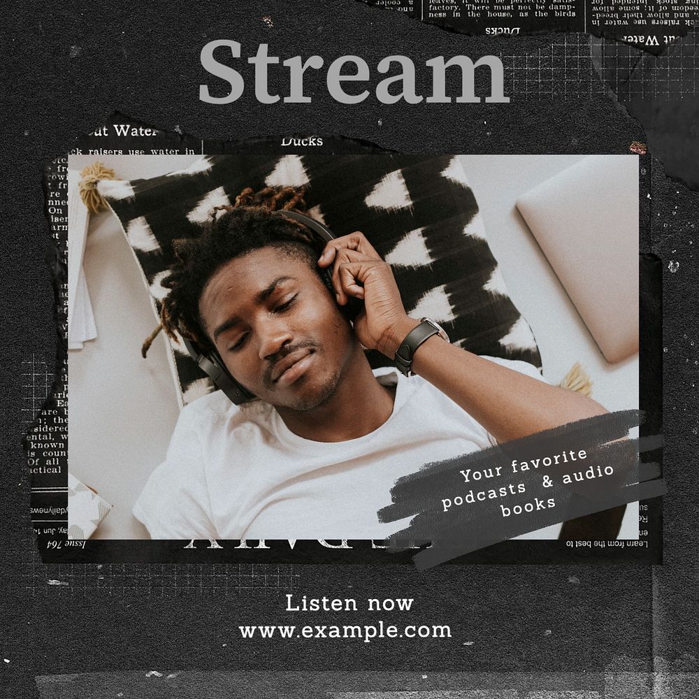 Stream Instagram post template, editable text