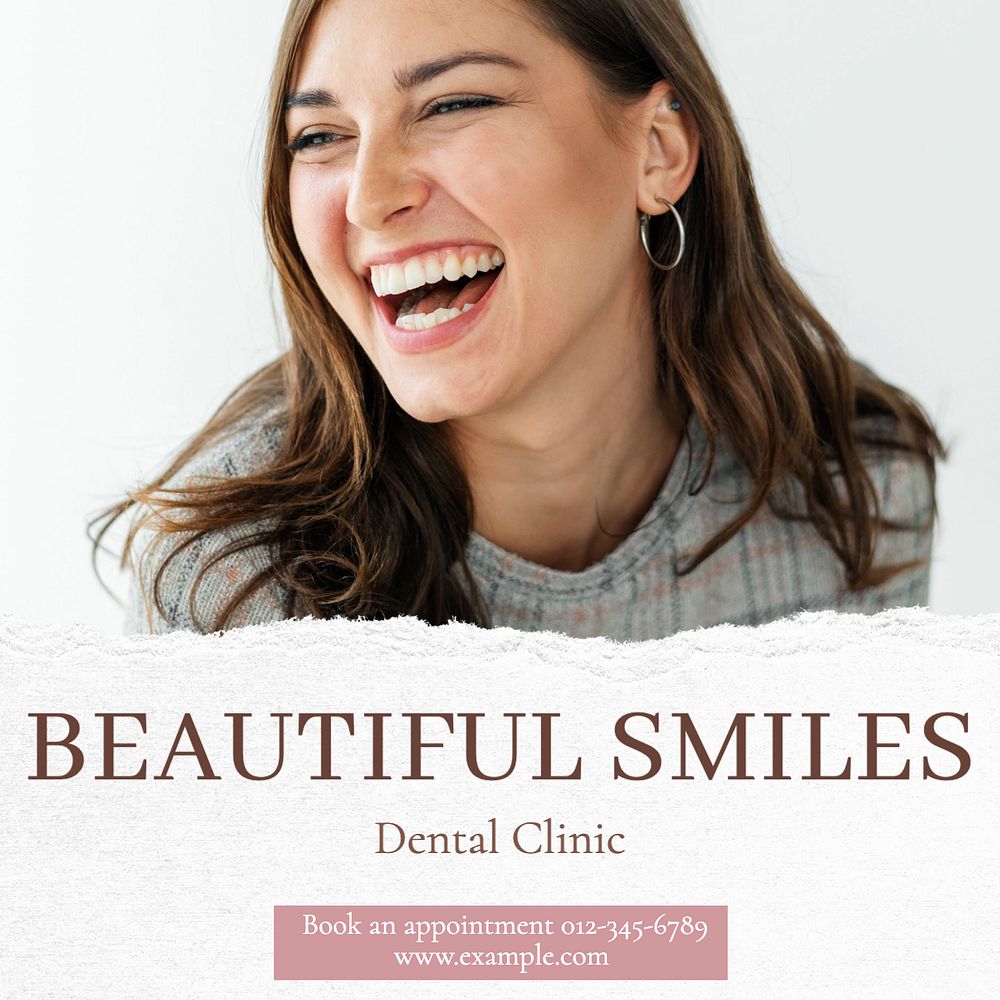 Beautiful smiles Instagram post template, editable text