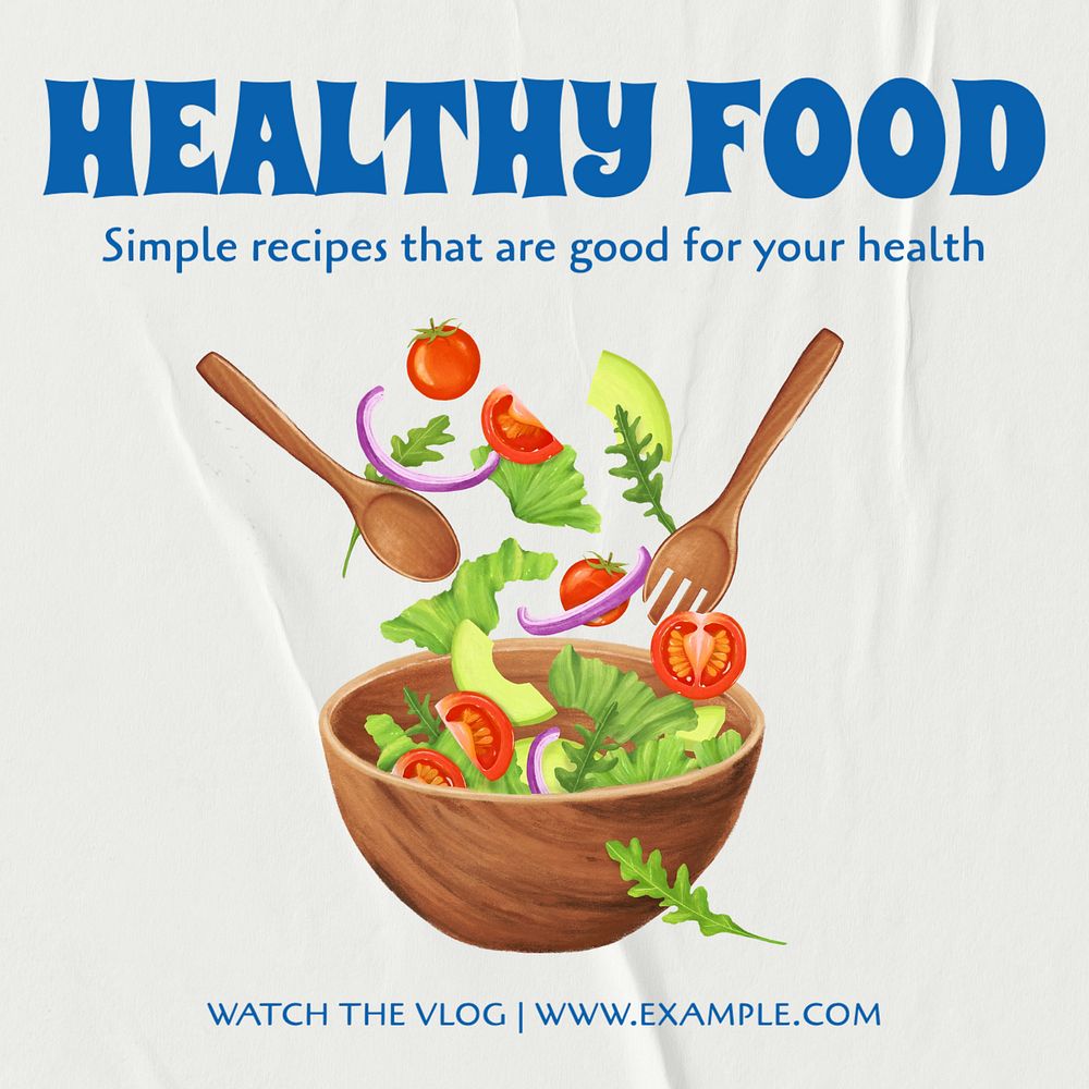 Healthy food Instagram post template, editable text