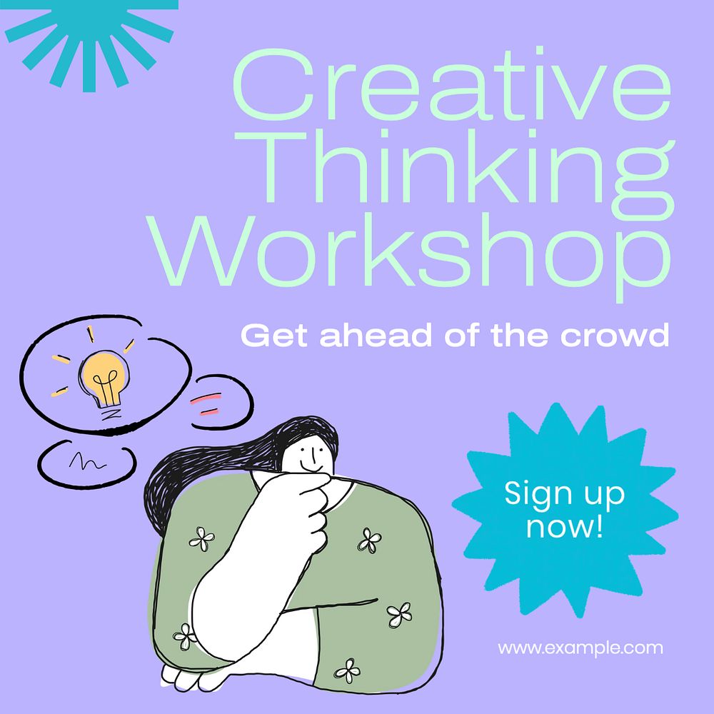 Creative thinking workshop Instagram post template, editable text