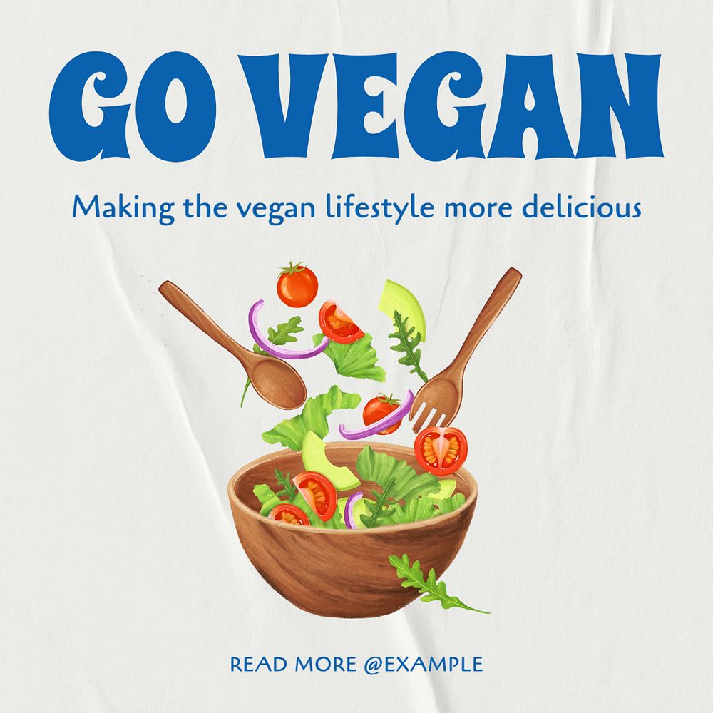 Go vegan Instagram post template, editable text