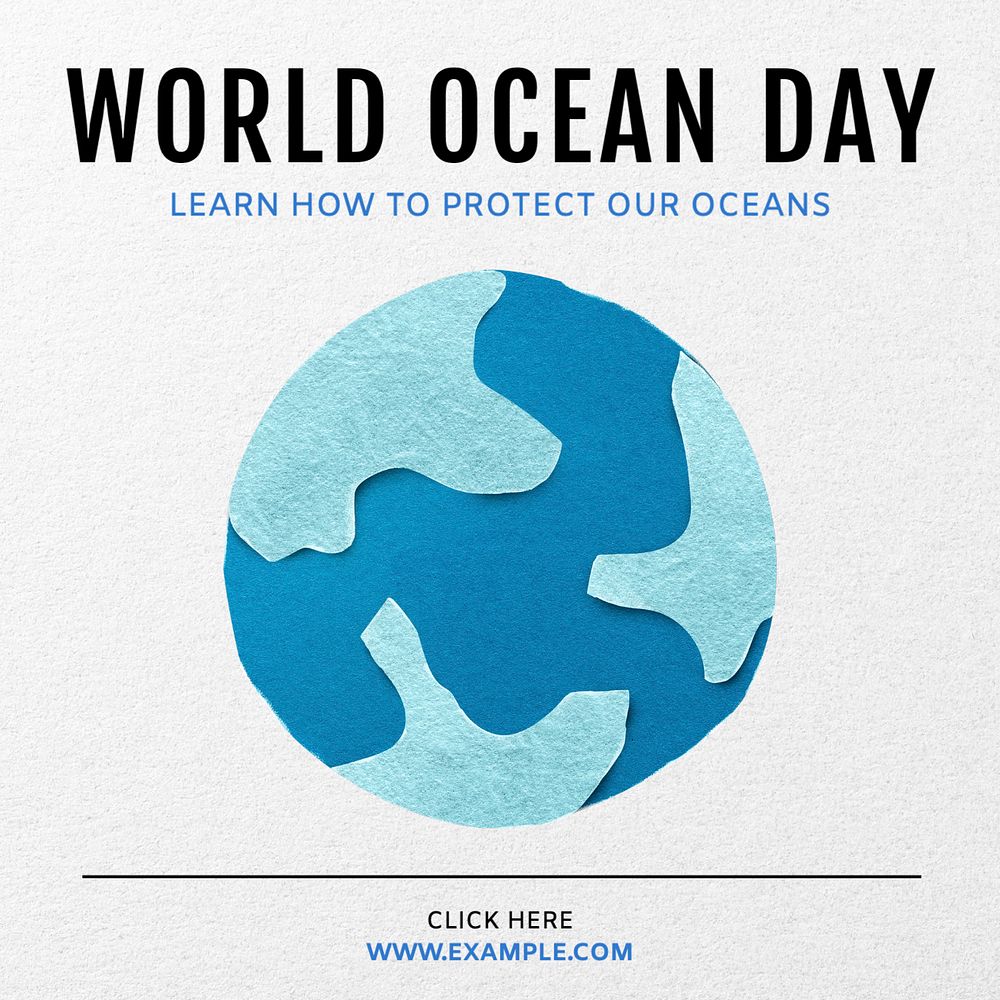 World ocean day Instagram post template, editable text