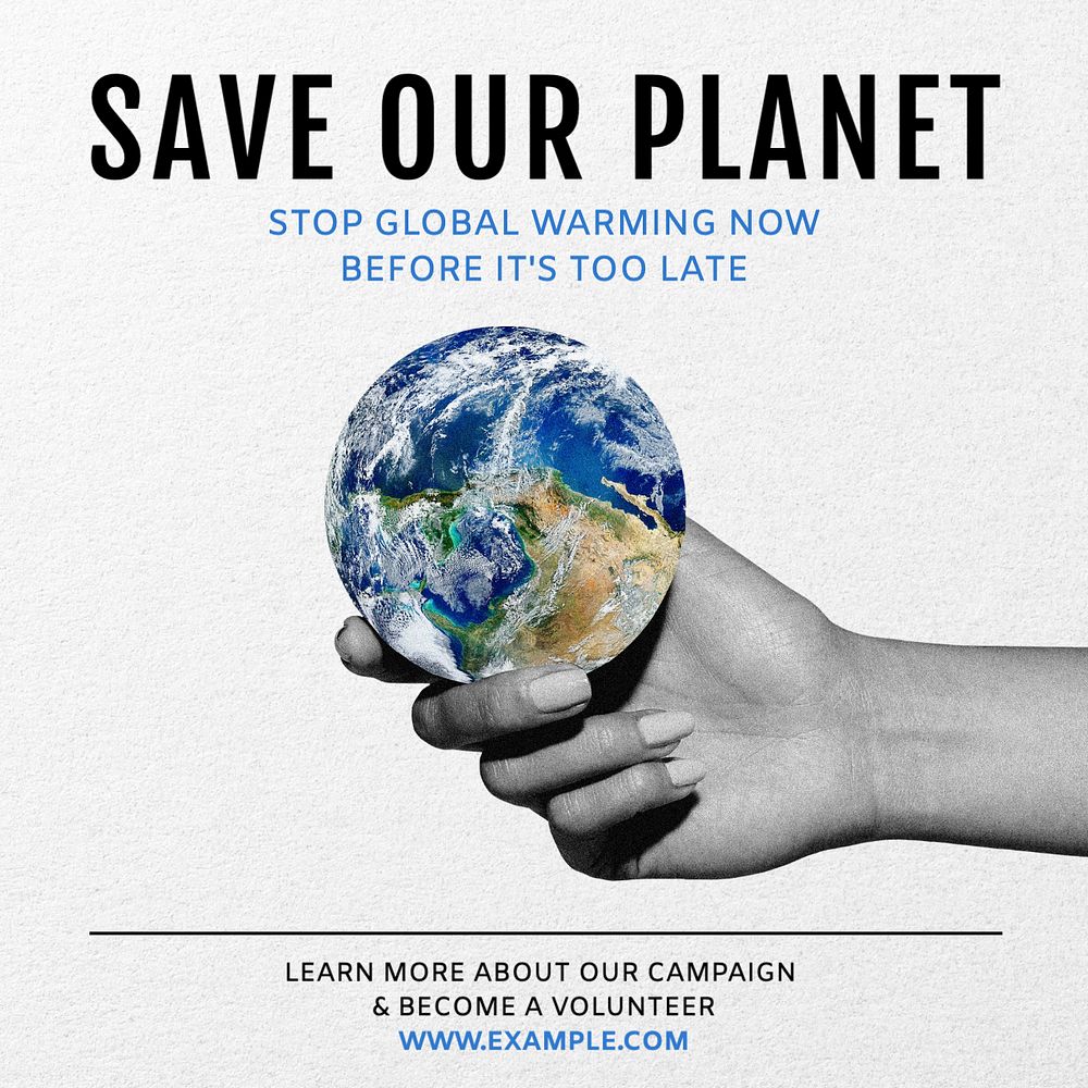 Save our planet Instagram post template, editable text