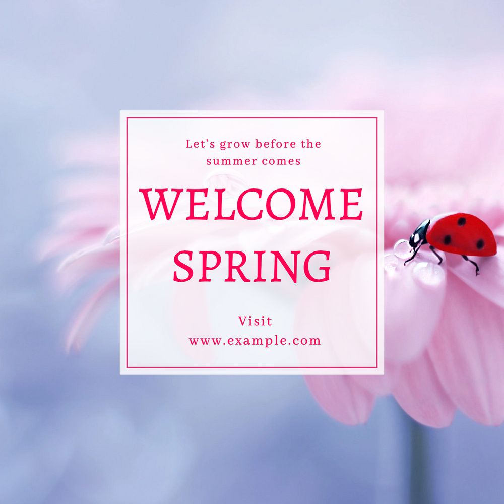 Welcome spring Instagram post template, editable text