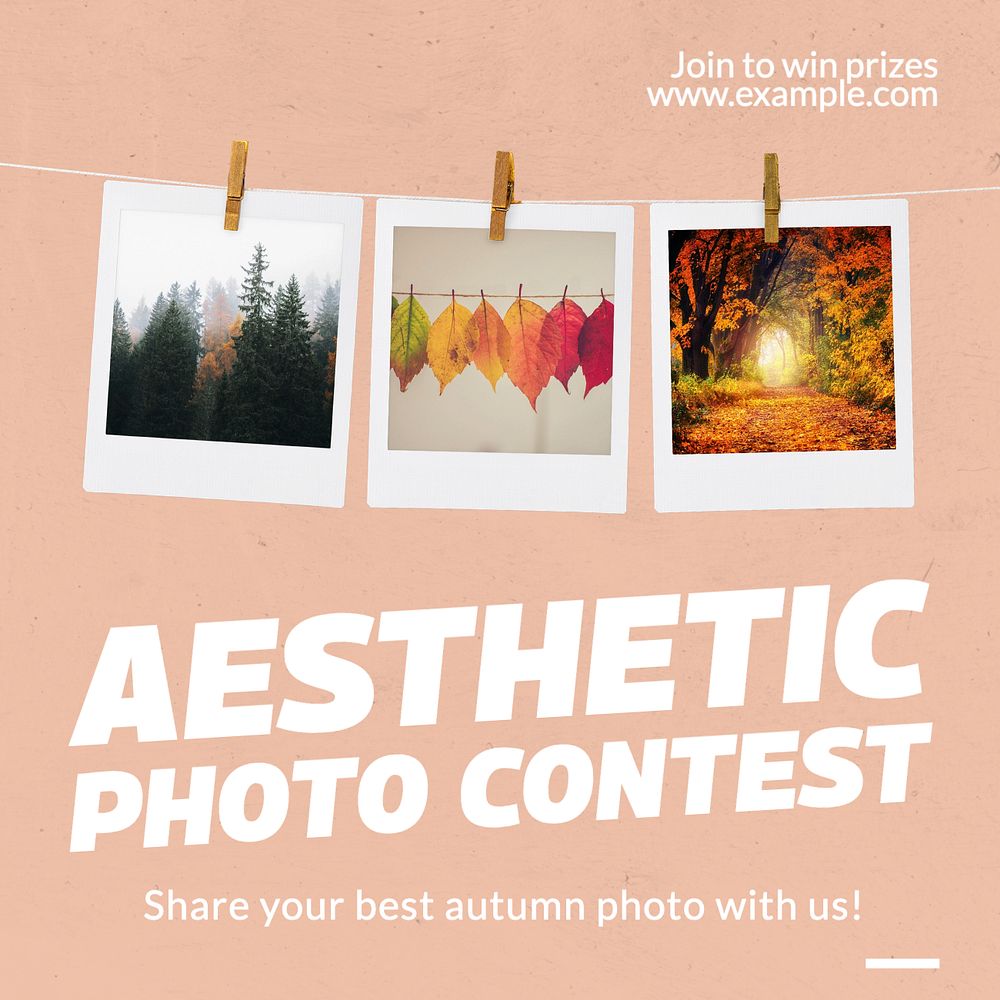 Aesthetic photo contest Instagram post template, editable text