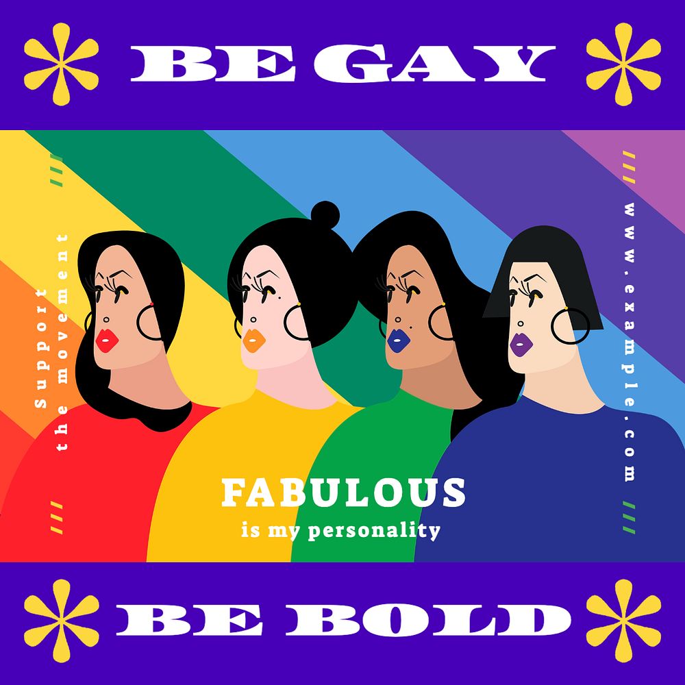 Be gay be bold Instagram post template, editable text