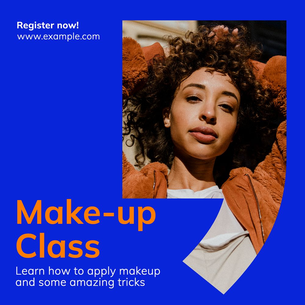 Makeup class Instagram post template, editable text