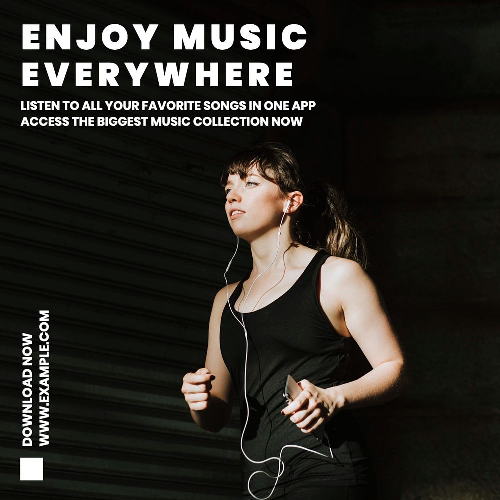 Music everywhere  Instagram post template, editable text