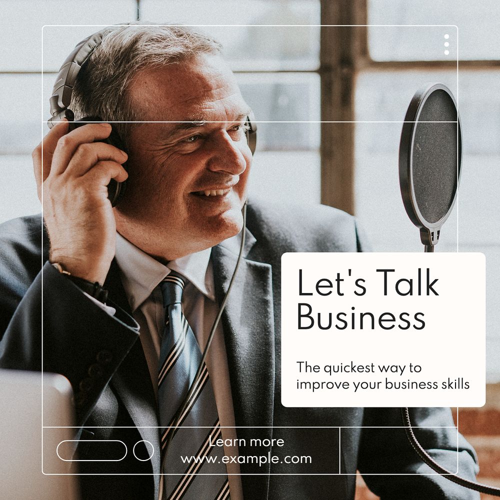 Business skills Instagram post template, editable text