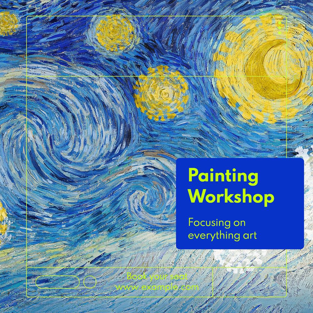 Painting workshop Instagram post template, editable text