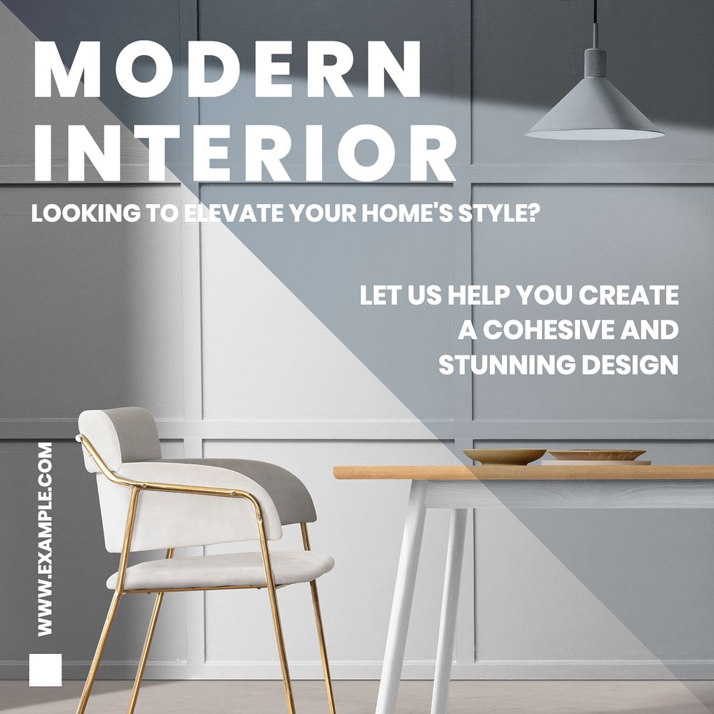 Modern interior  Instagram post template, editable text