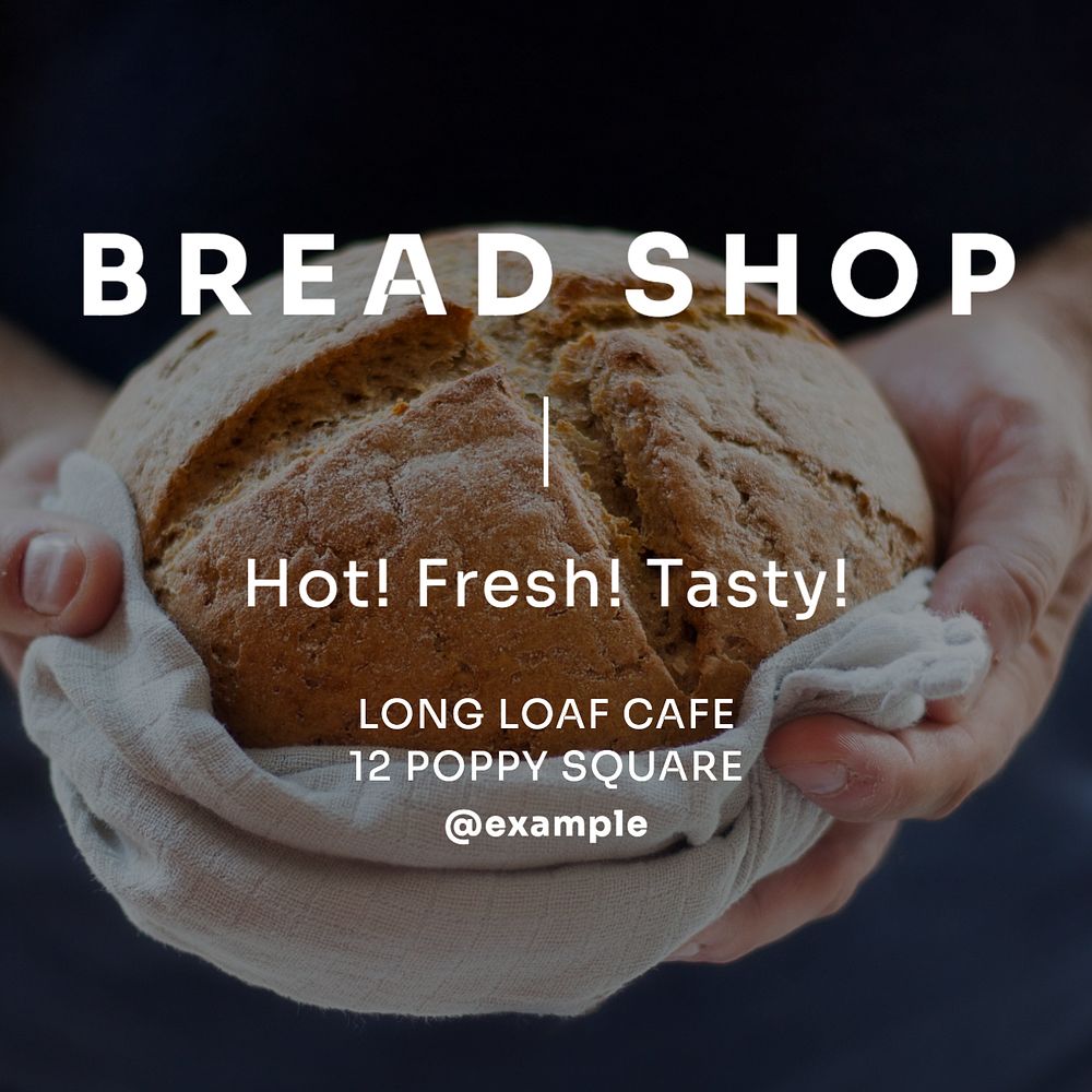 Bread shop  Instagram post template, editable text