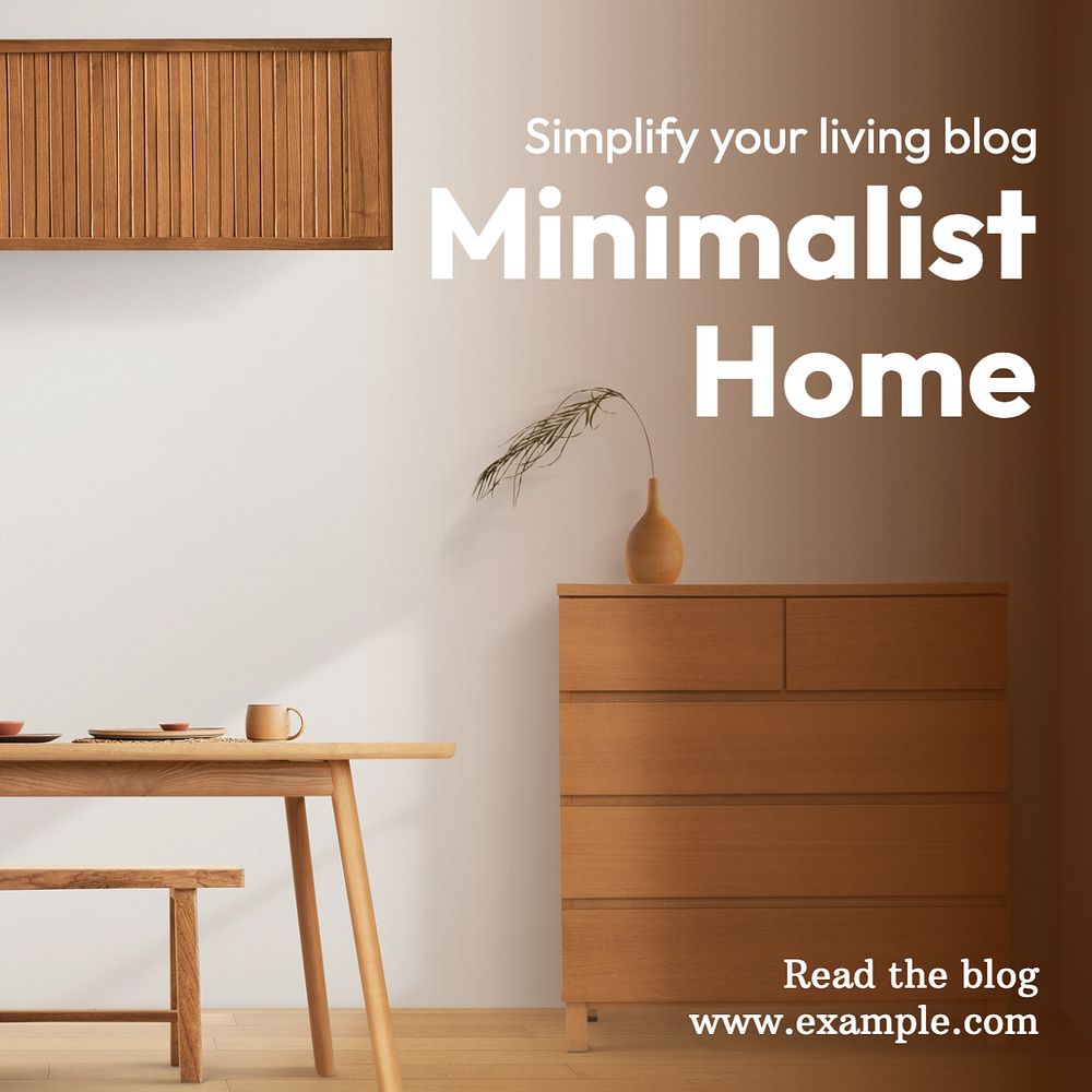 Minimalist home decor  Instagram post template, editable text