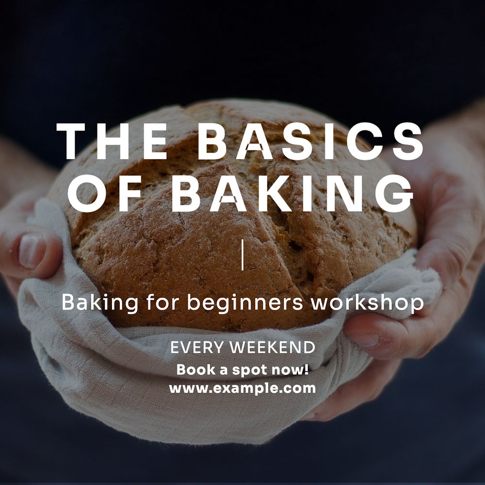 Baking workshop  Instagram post template, editable text