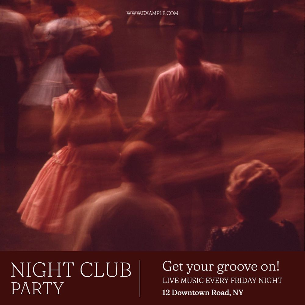 Night club party Instagram post template, editable text