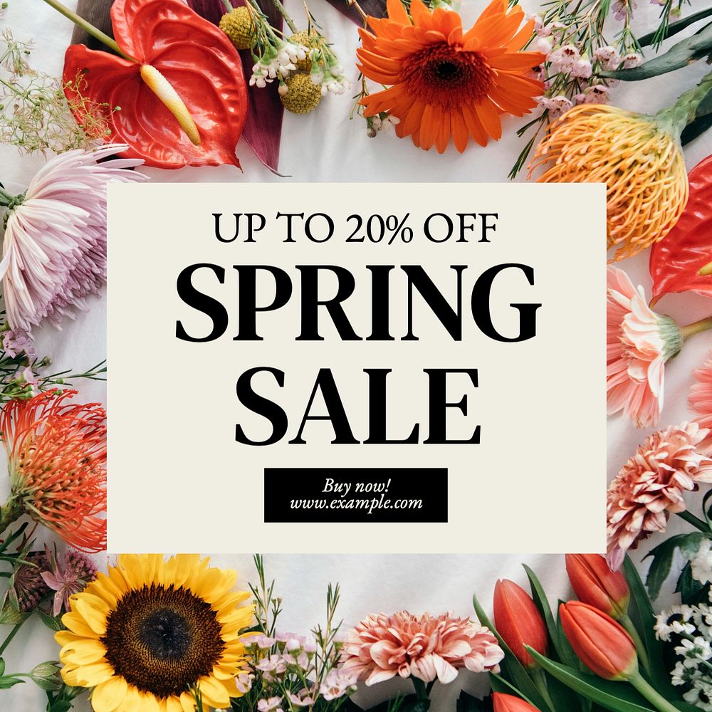 Spring sale Instagram post template, editable text
