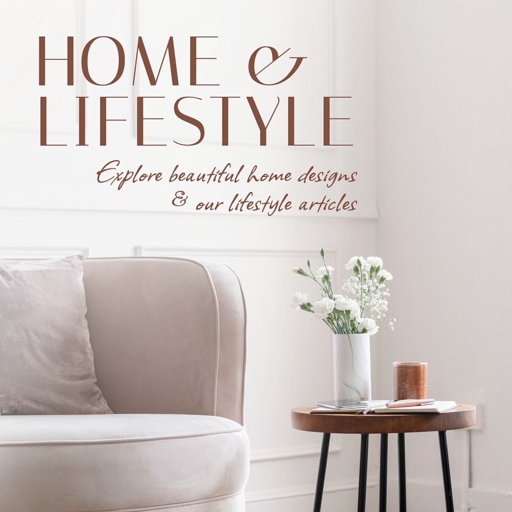 Home & lifestyle  Instagram post template, editable text